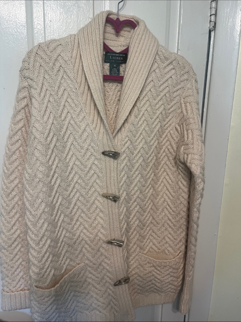 Vintage Ralph Lauren  cable wool cardigan toggle buttons
